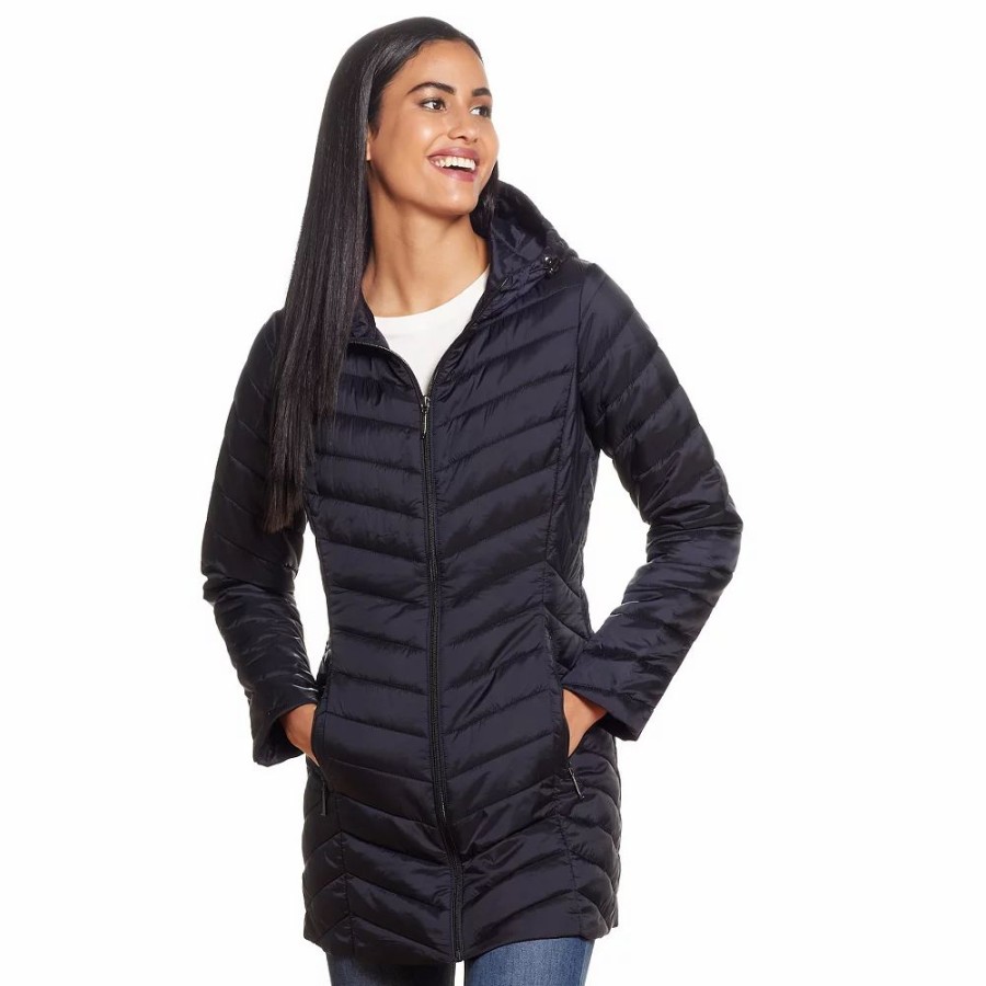 Clothing * | Women'S Weathercast Packable Faux Down Hooded Jacket