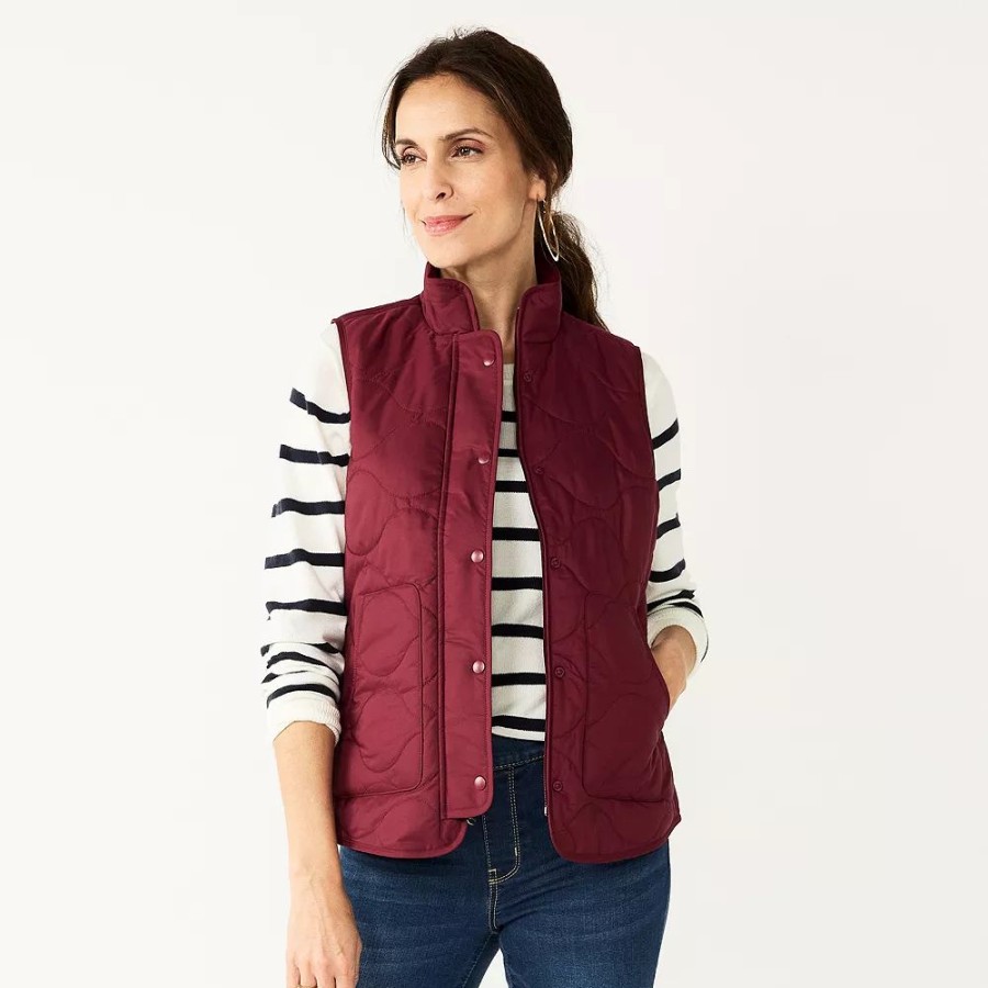 Clothing * | Women'S Croft & Barrow Quilted Vest