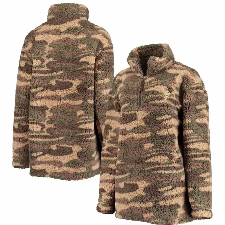 Clothing * | Women'S G-Iii 4Her By Carl Banks Camo San Francisco Giants Sherpa Quarter-Zip Jacket