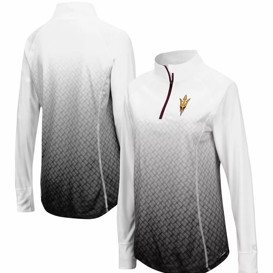 Clothing * | Women'S Colosseum Black Arizona State Sun Devils Magic Ombre Quarter-Zip Raglan Jacket