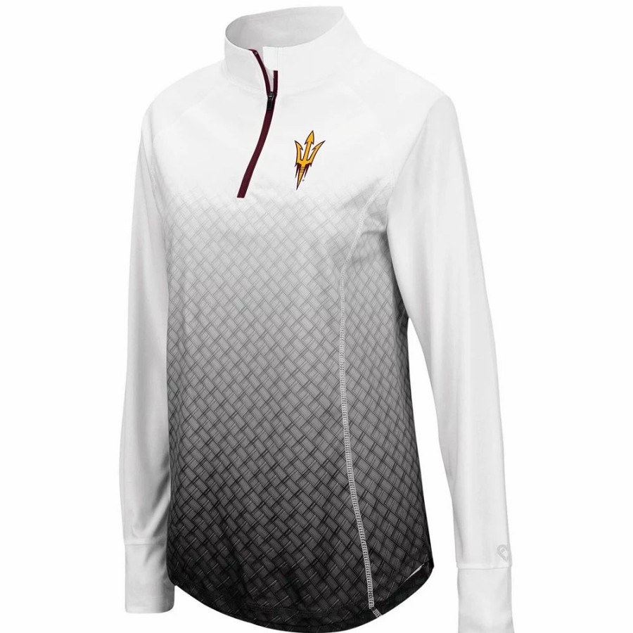 Clothing * | Women'S Colosseum Black Arizona State Sun Devils Magic Ombre Quarter-Zip Raglan Jacket