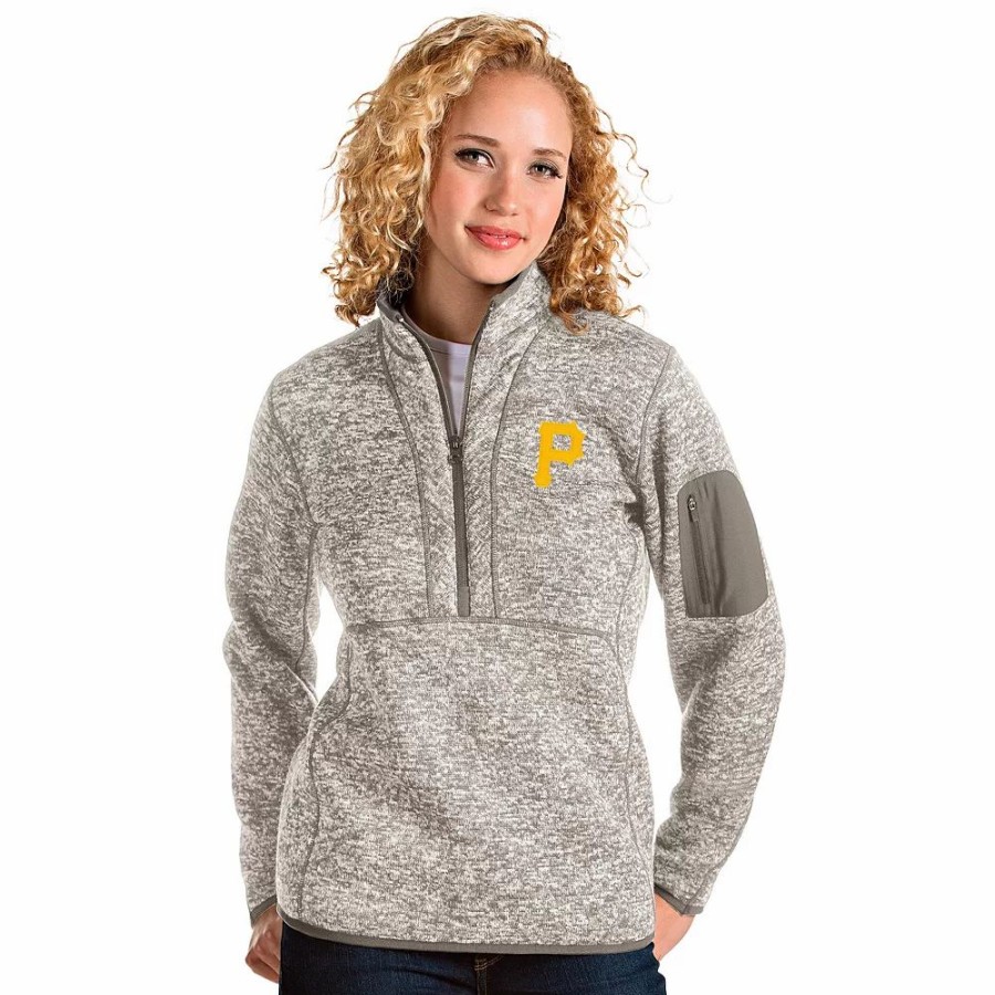 Clothing * | Women'S Pittsburgh Pirates 1/2 Zip Pullover Sweater