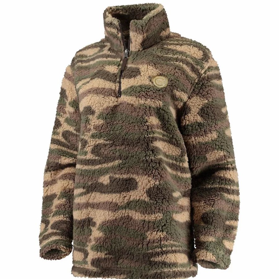 Clothing * | Women'S G-Iii 4Her By Carl Banks Camo Chicago Cubs Sherpa Quarter-Zip Jacket