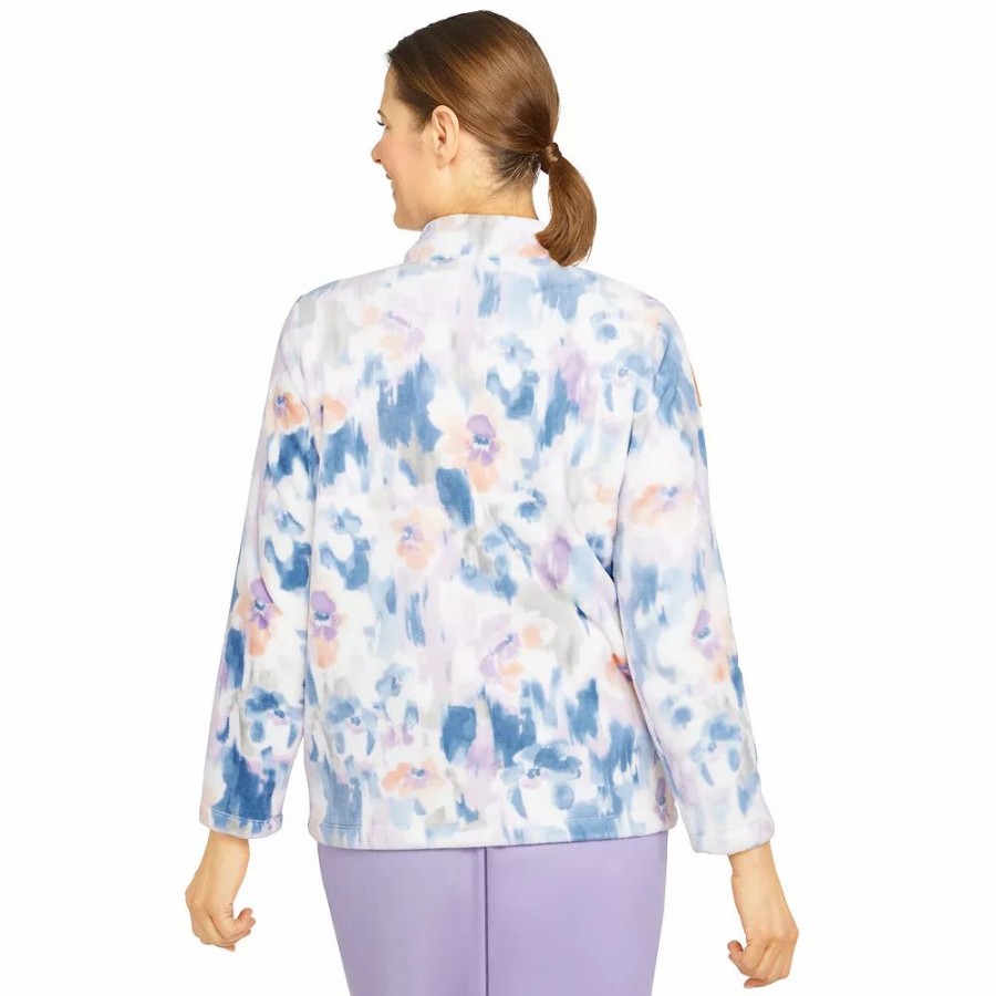 Clothing * | Plus Size Alfred Dunner Victoria Falls Funnelneck Long Sleeve Floral Print Jacket