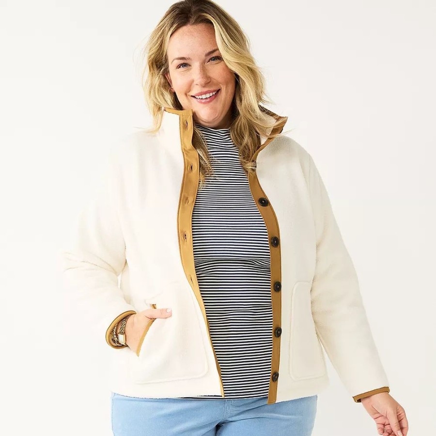 Clothing * | Plus Size Croft & Barrow Microfleece Jacket