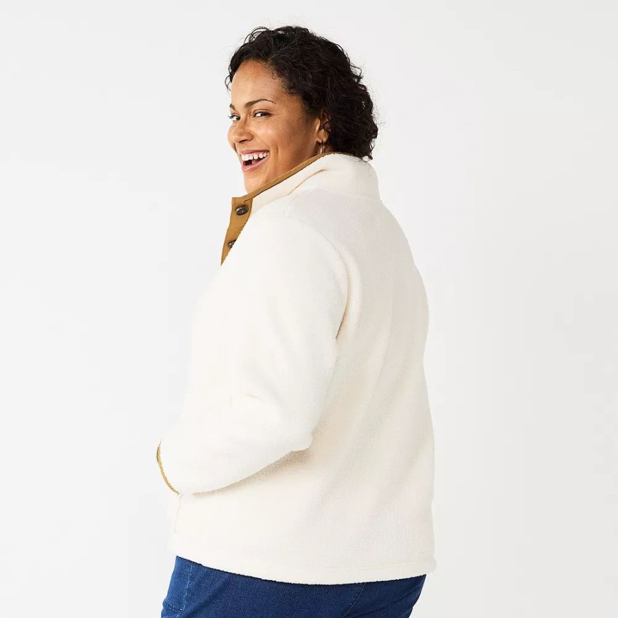 Clothing * | Plus Size Croft & Barrow Microfleece Jacket