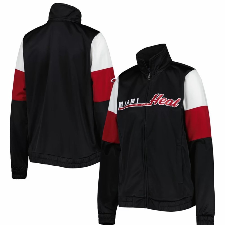 Clothing * | Women'S G-Iii 4Her By Carl Banks Black Miami Heat Change Up Full-Zip Track Jacket