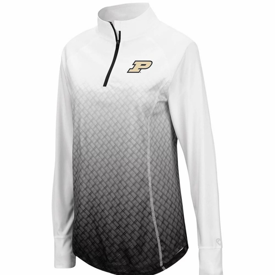 Clothing * | Women'S Colosseum Black Purdue Boilermakers Magic Ombre Quarter-Zip Raglan Jacket