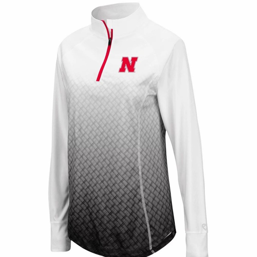 Clothing * | Women'S Colosseum Black Nebraska Cornhuskers Magic Ombre Quarter-Zip Raglan Jacket