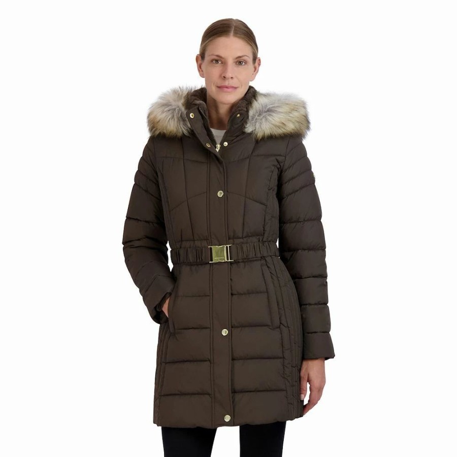 Clothing * | Women'S Halitech Faux-Fur Hood Puffer Coat Rich Taupe