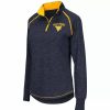 Clothing * | Women'S Colosseum Navy West Virginia Mountaineers Bikram 1/4 Zip Long Sleeve Jacket