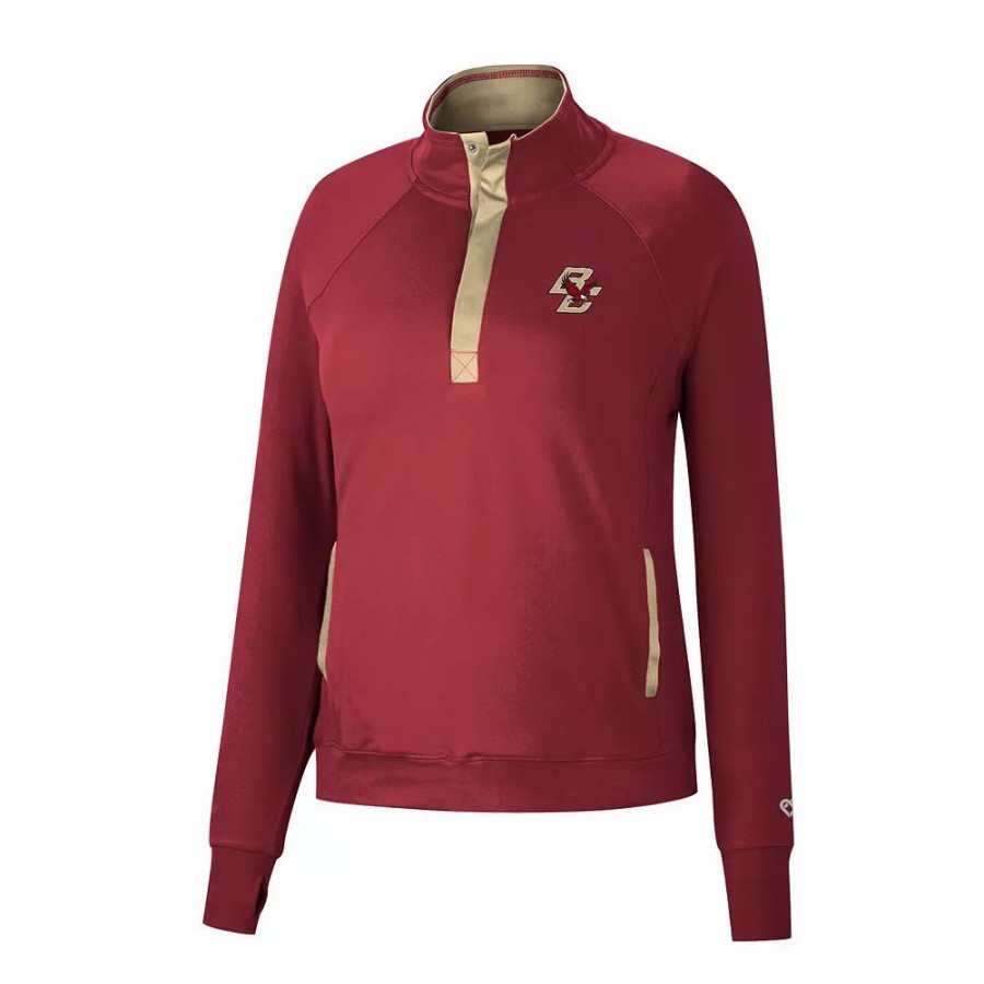 Clothing * | Women'S Colosseum Maroon Boston College Eagles Kipling Raglan Quarter-Snap Top