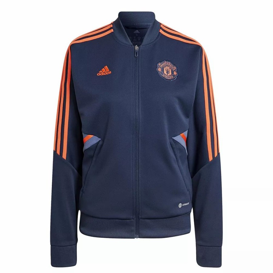 Clothing * | Women'S Adidas Navy Manchester United Aeroready Full-Zip Track Jacket