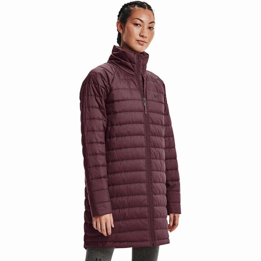 Clothing * | Women'S Under Armour Hooded Insulate Parka Jacket Ash Plum Black