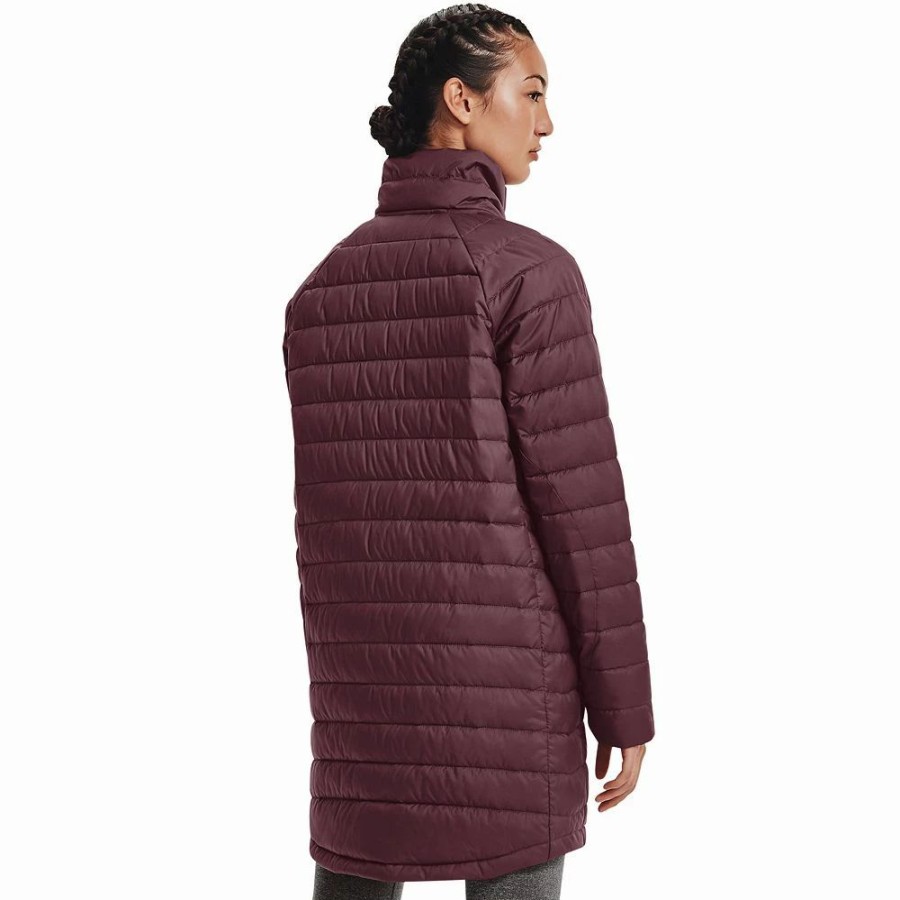 Clothing * | Women'S Under Armour Hooded Insulate Parka Jacket Ash Plum Black