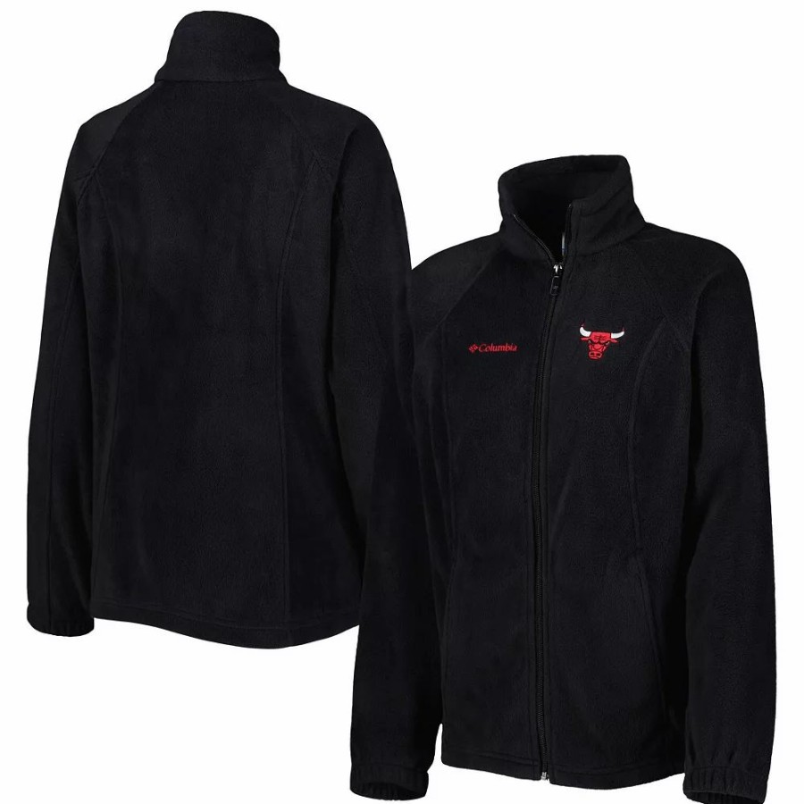 Clothing * | Women'S Columbia Black Chicago Bulls Benton Springs Raglan Full-Zip Jacket