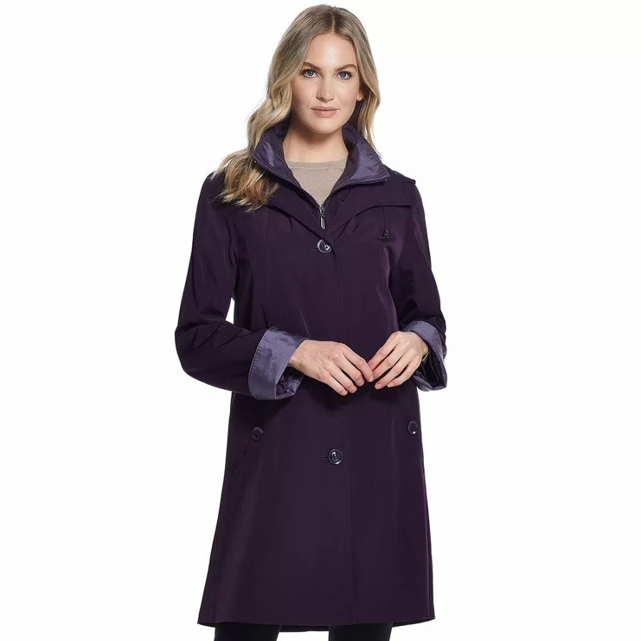 Clothing * | Women'S Gallery Contrast-Trim Hood Rain Jacket