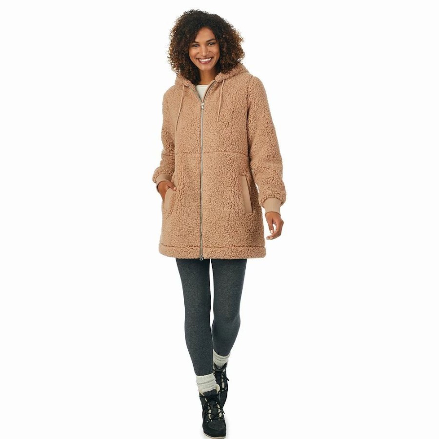 Clothing * | Women'S Cuddl Duds Cozy Sherpa Hooded Anorak Jacket