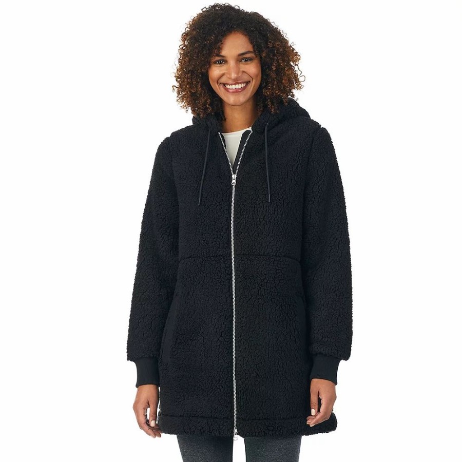 Clothing * | Women'S Cuddl Duds Cozy Sherpa Hooded Anorak Jacket