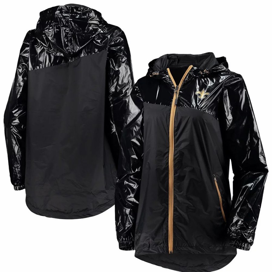 Clothing * | Women'S G-Iii 4Her By Carl Banks Black New Orleans Saints Double-Coverage Full-Zip Hoodie Jacket