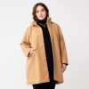 Clothing * | Plus Size Nine West Faux-Wool Car Coat Light Camel