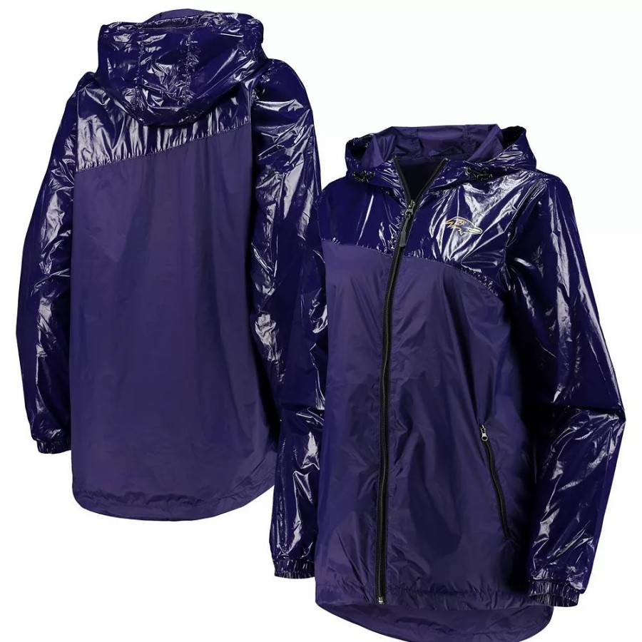 Clothing * | Women'S G-Iii 4Her By Carl Banks Purple Baltimore Ravens Double-Coverage Full-Zip Hoodie Jacket