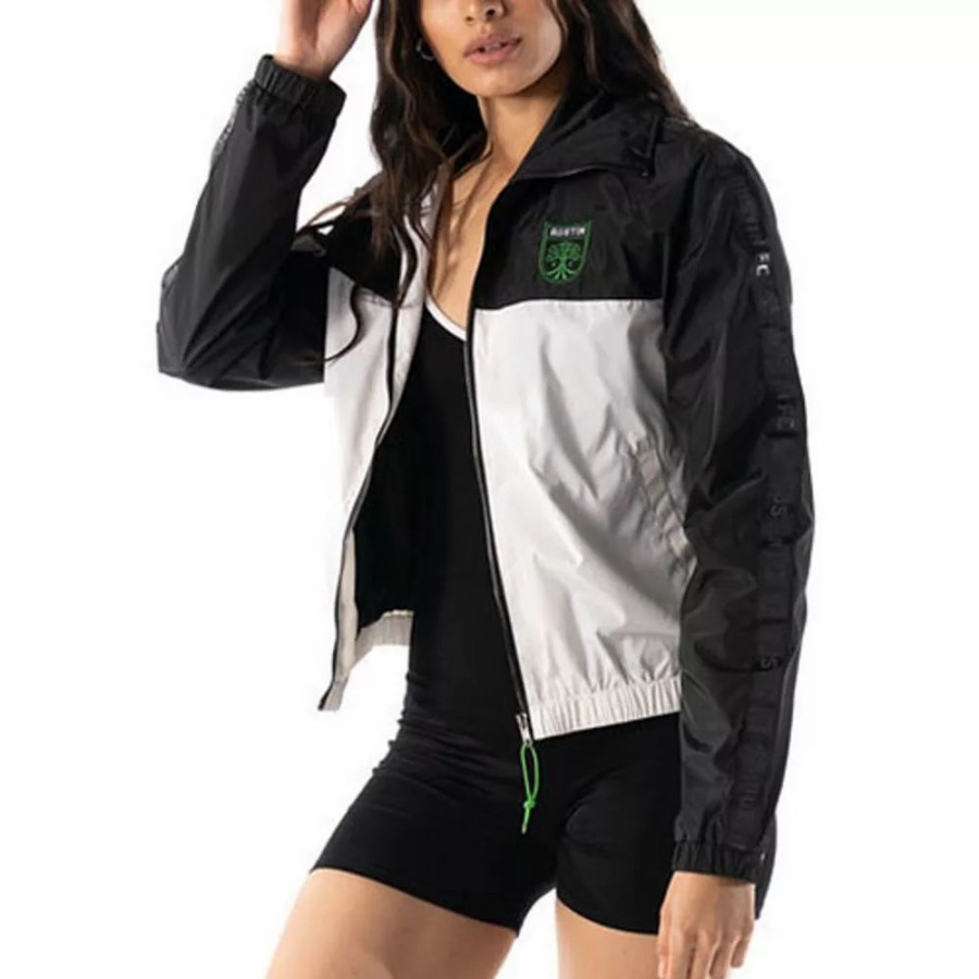 Clothing * | Women'S The Wild Collective Black Austin Fc Anthem Full-Zip Jacket