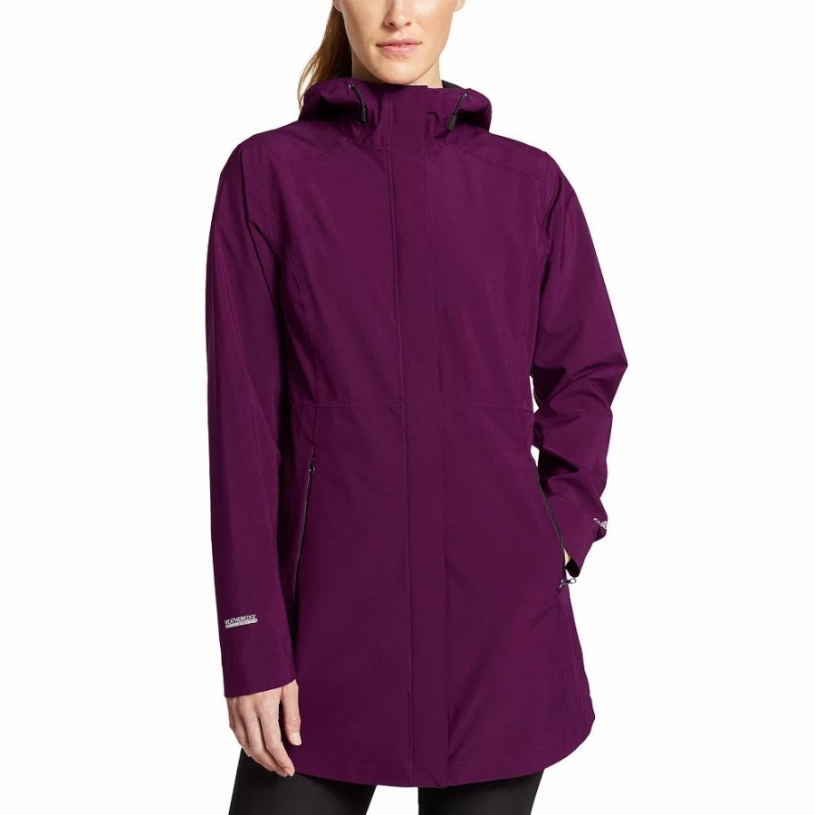 Clothing * | Women'S Eddie Bauer Rippac Stretch Packable Rain Jacket Dark Plum