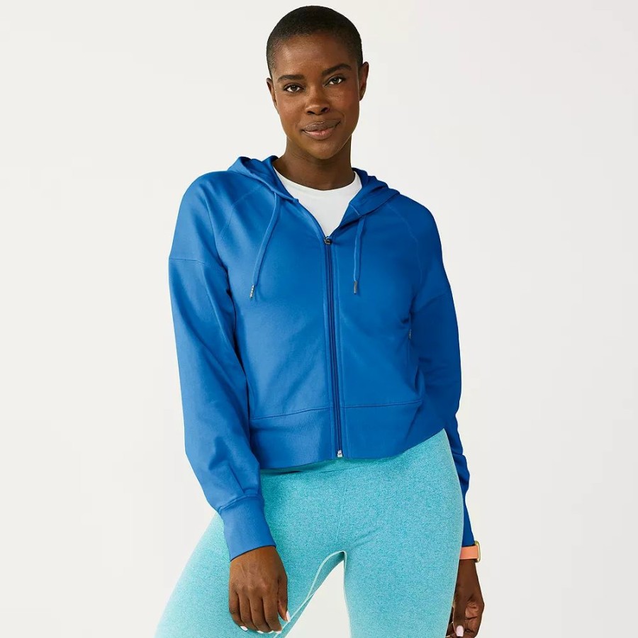 Clothing * | Women'S Tek Gear French Terry Crop Zip-Up Jacket