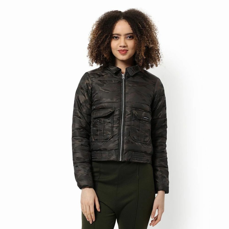 Clothing * | Campus Sutra Women Regular Fit Zipper Jacket