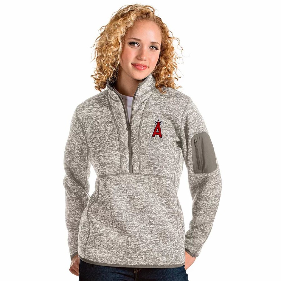 Clothing * | Women'S Los Angeles Angels Of Anaheim 1/2 Zip Pullover Sweater