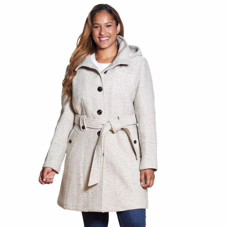 Clothing * | Plus Size Gallery Hooded Wool-Blend Walker Coat