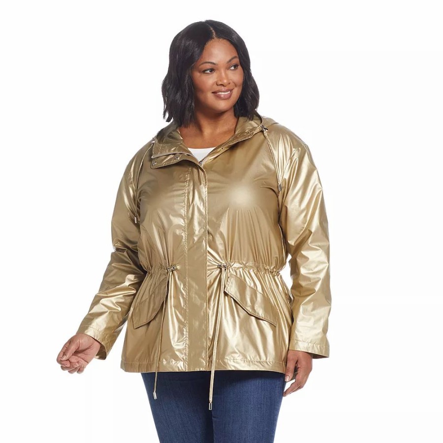 Clothing * | Plus Size Weathercast Metallic Anorak Jacket