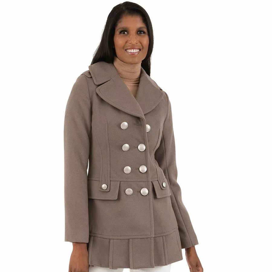 Clothing * | Women'S Fleet Street Double-Breasted Skirt-Hem Peacoat Oatmeal