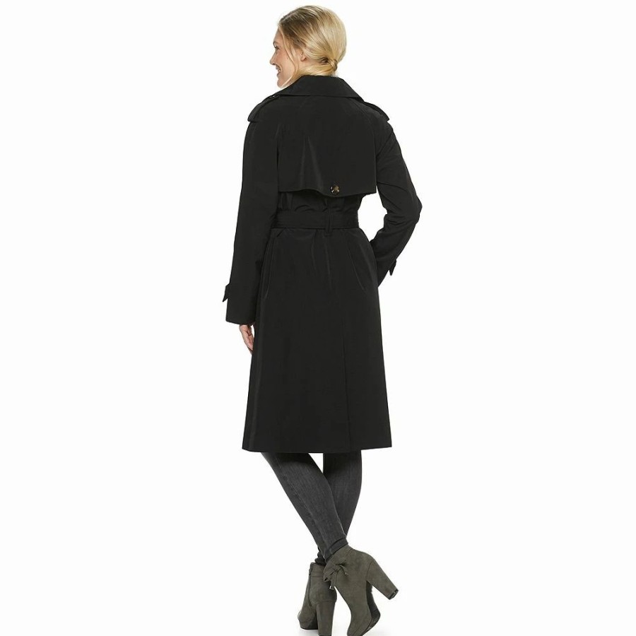 Clothing * | Womens Tower By London Fog Double Breasted Trench Stone