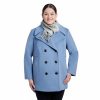 Clothing * | Plus Size Tower By London Fog Scarf & Wool-Blend Peacoat