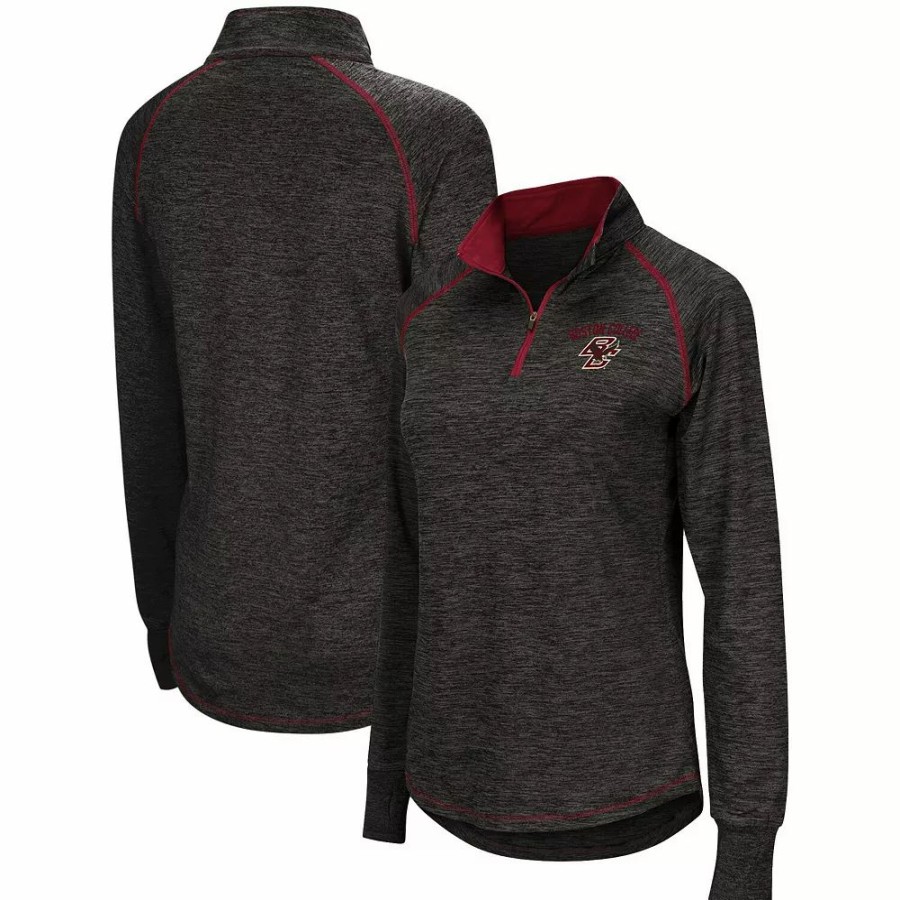 Clothing * | Women'S Colosseum Black Boston College Eagles Bikram Quarter-Zip Pullover Jacket