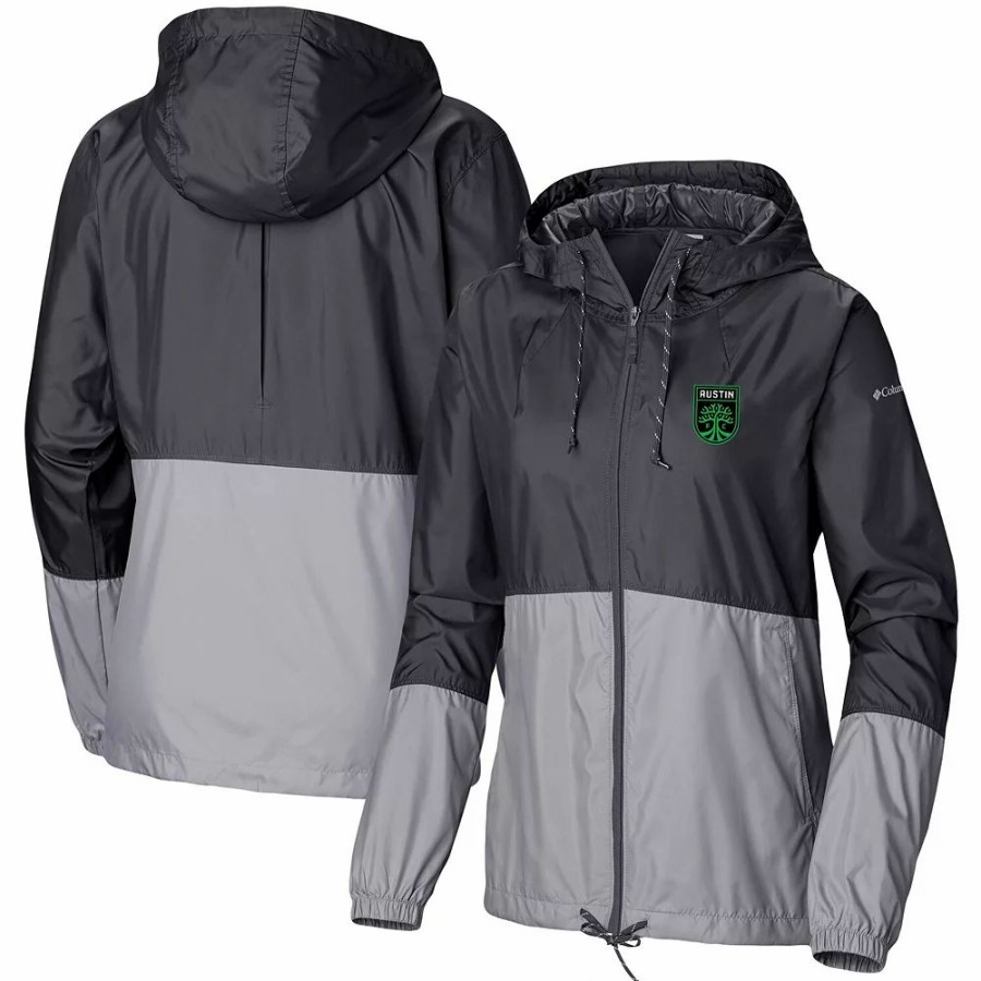 Clothing * | Women'S Columbia Black/Gray Austin Fc Flash Forward Team Windbreaker Jacket