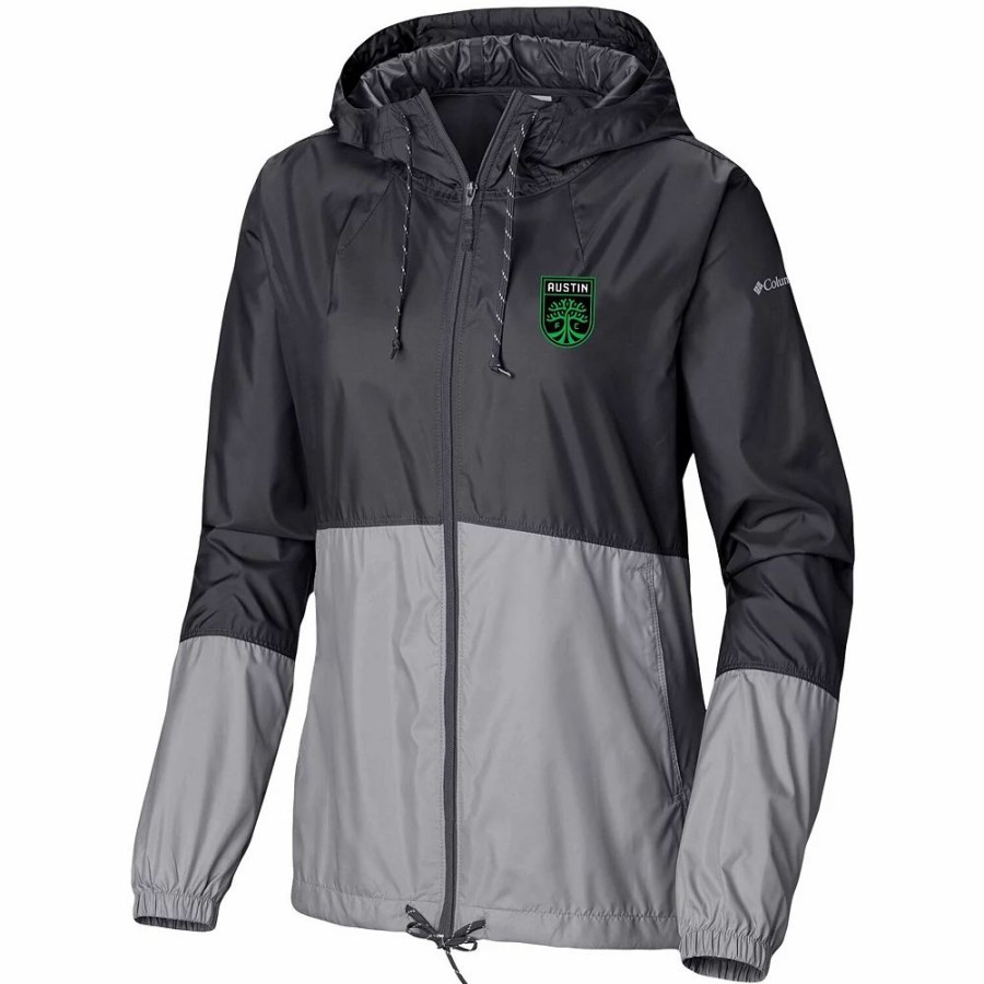 Clothing * | Women'S Columbia Black/Gray Austin Fc Flash Forward Team Windbreaker Jacket