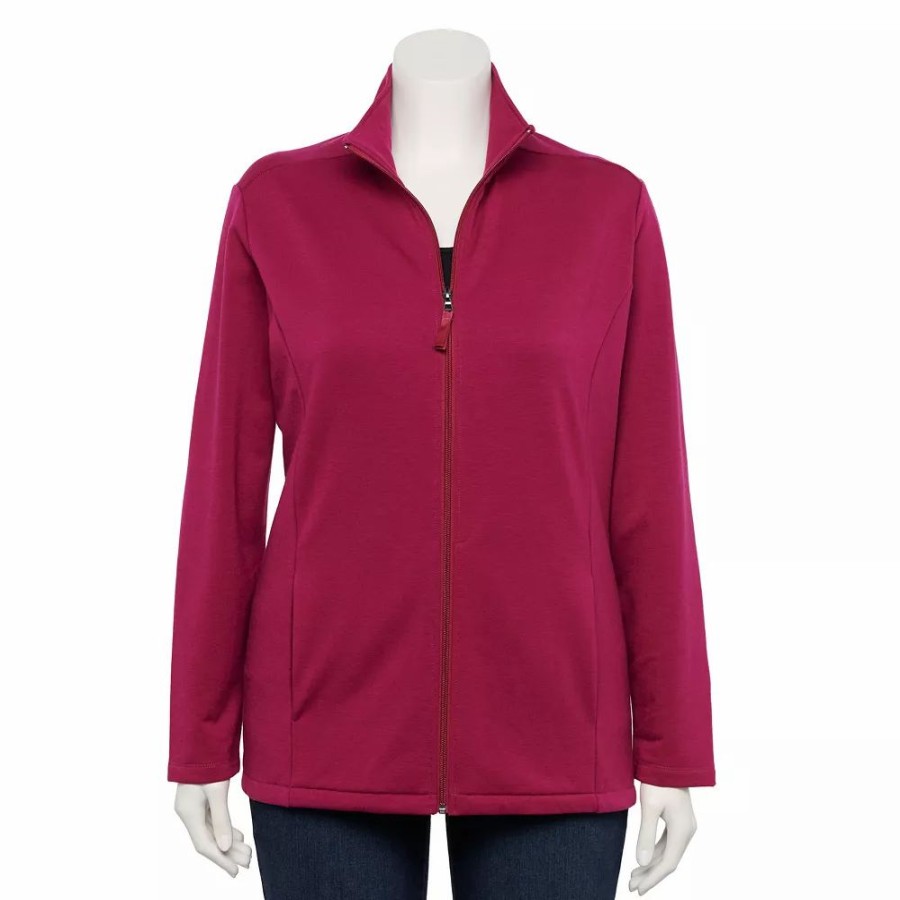 Clothing * | Plus Size Croft & Barrow Zip-Front Fleece Jacket