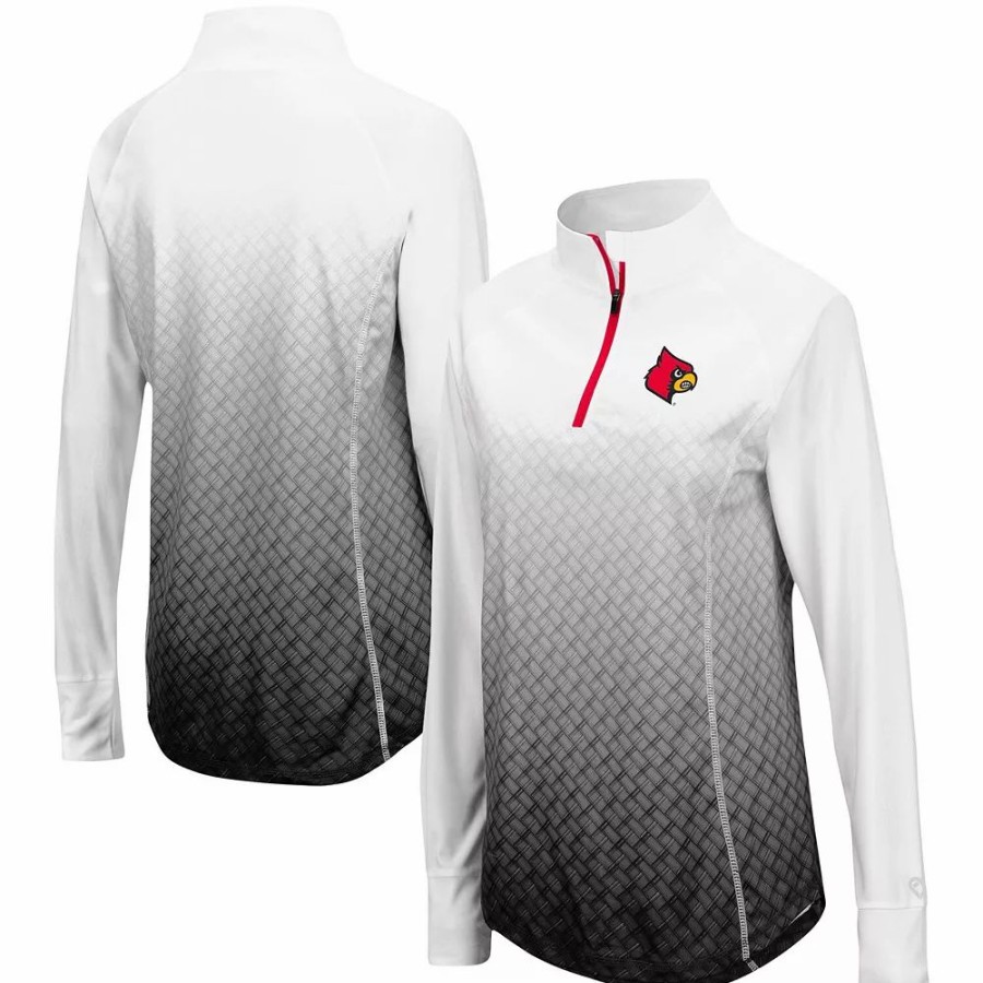 Clothing * | Women'S Colosseum Black Louisville Cardinals Magic Ombre Quarter-Zip Raglan Jacket