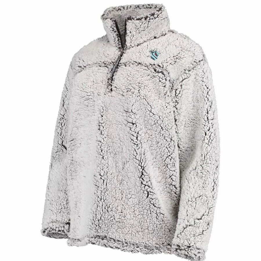 Clothing * | Women'S G-Iii 4Her By Carl Banks Gray Seattle Kraken Sherpa Quarter-Zip Jacket