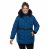 Clothing * | Plus Size London Fog Faux-Fur Hood Stretch Puffer Coat River Blue