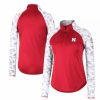 Clothing * | Women'S Colosseum Scarlet Nebraska Huskers Oht Military Appreciation Flash Arctic Camo Raglan Quarter-Zip Jacket