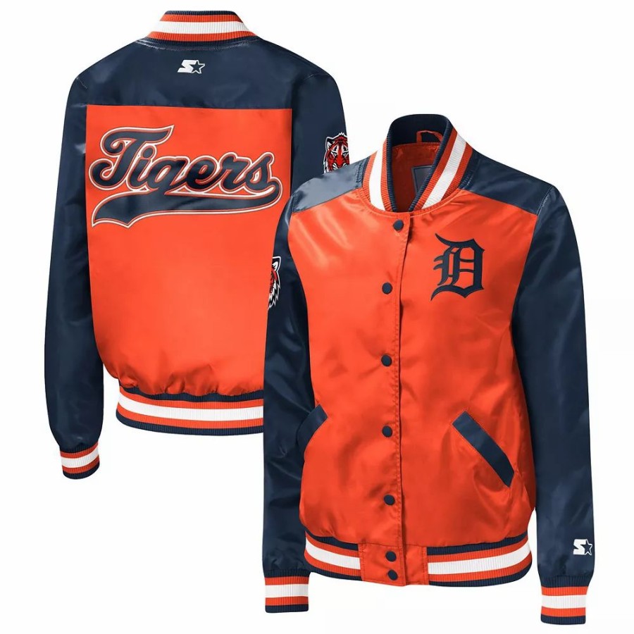 Clothing * | Women'S Starter Orange Detroit Tigers The Legend Full-Snap Jacket