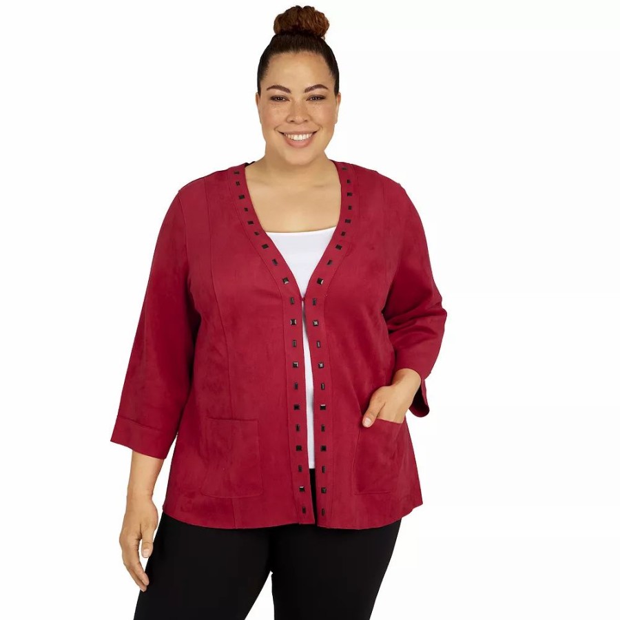 Clothing * | Plus Size Alfred Dunner Empire State Faux-Suede Sleeve Jacket