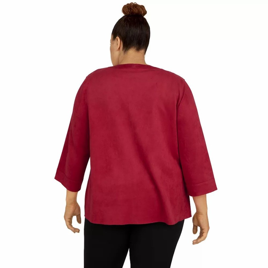 Clothing * | Plus Size Alfred Dunner Empire State Faux-Suede Sleeve Jacket