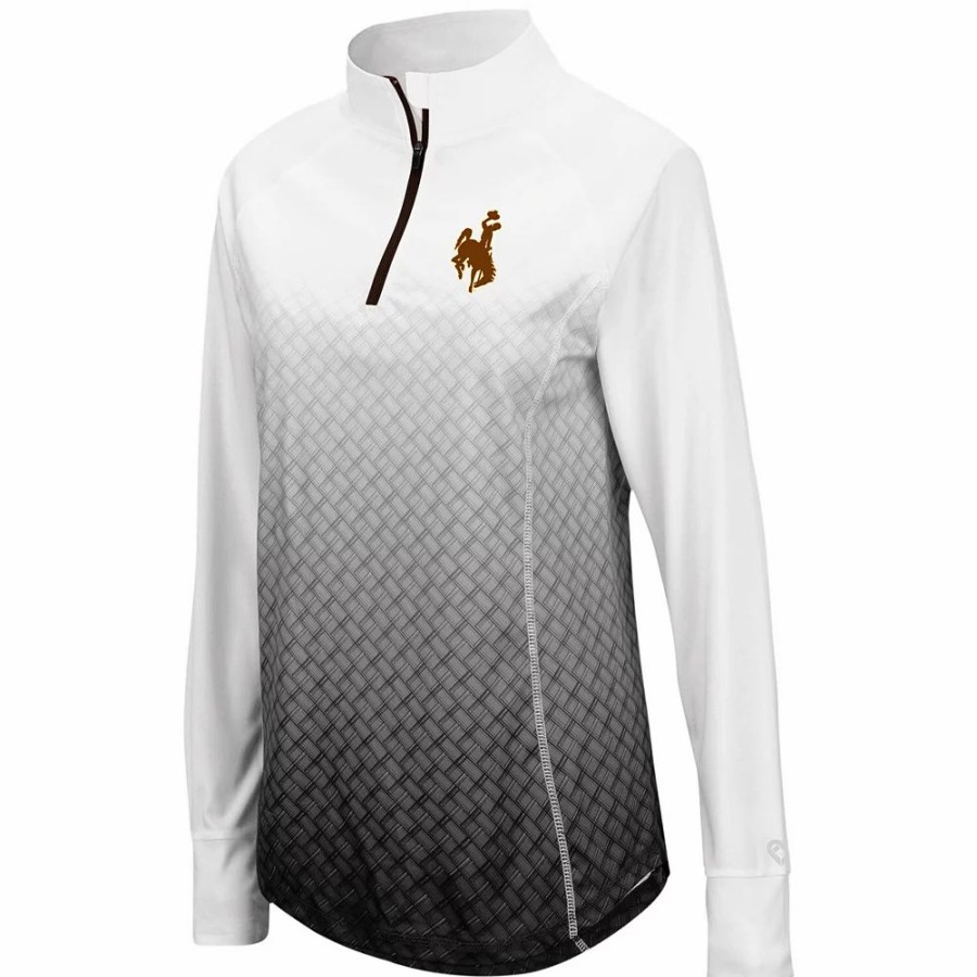 Clothing * | Women'S Colosseum Black Wyoming Cowboys Magic Ombre Quarter-Zip Raglan Jacket