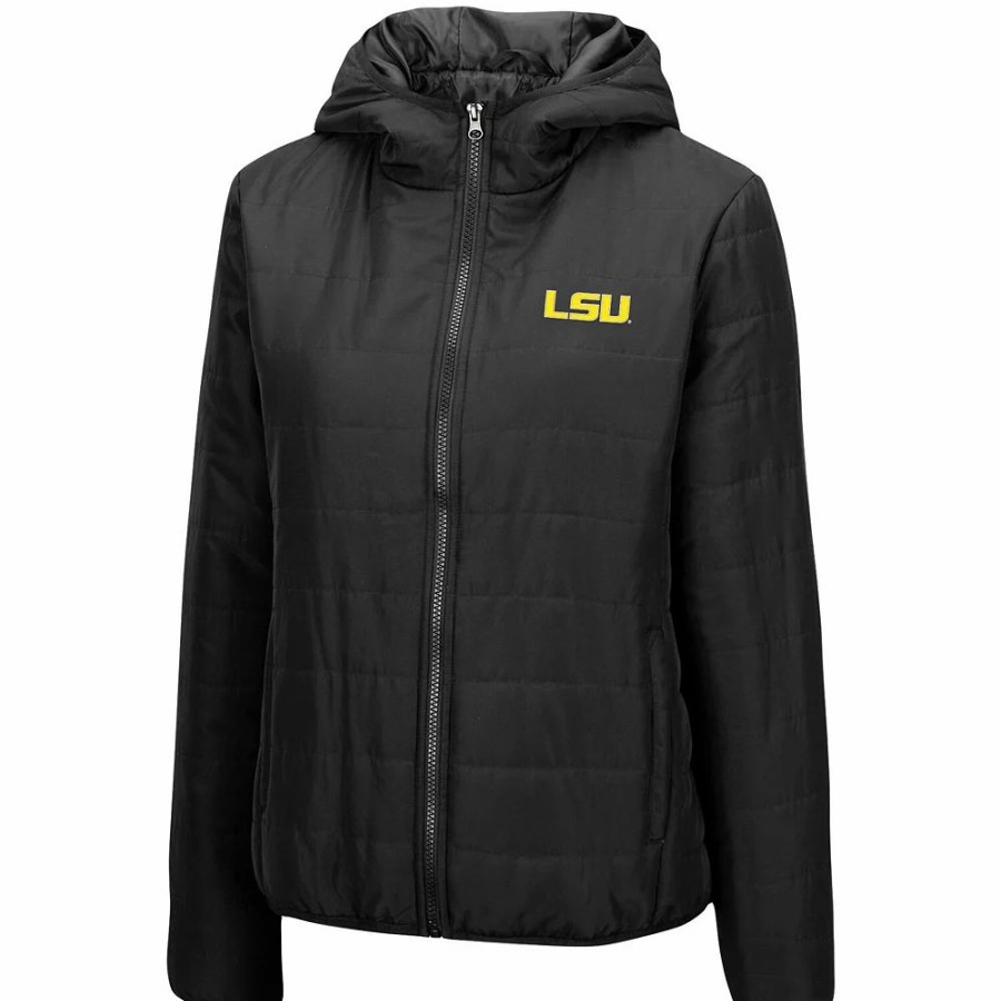 Clothing * | Women'S Colosseum Black Lsu Tigers Arianna Full-Zip Puffer Jacket