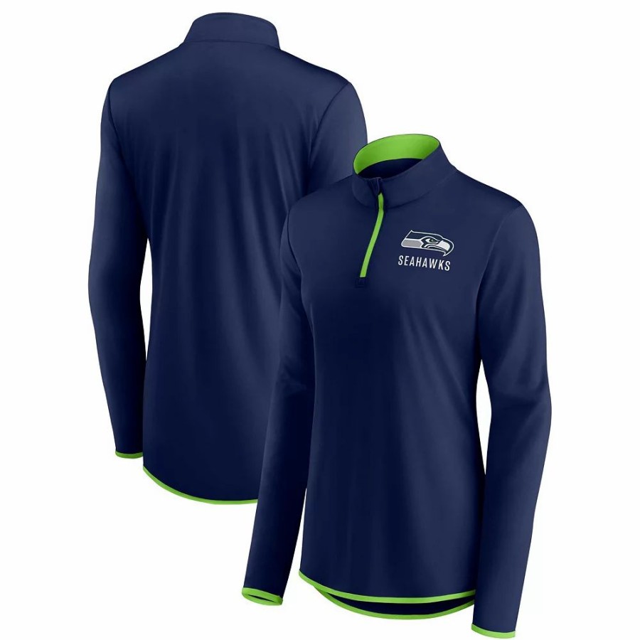 Clothing * | Women'S Fanatics Branded College Navy Seattle Seahawks Worth The Drive Quarter-Zip Top